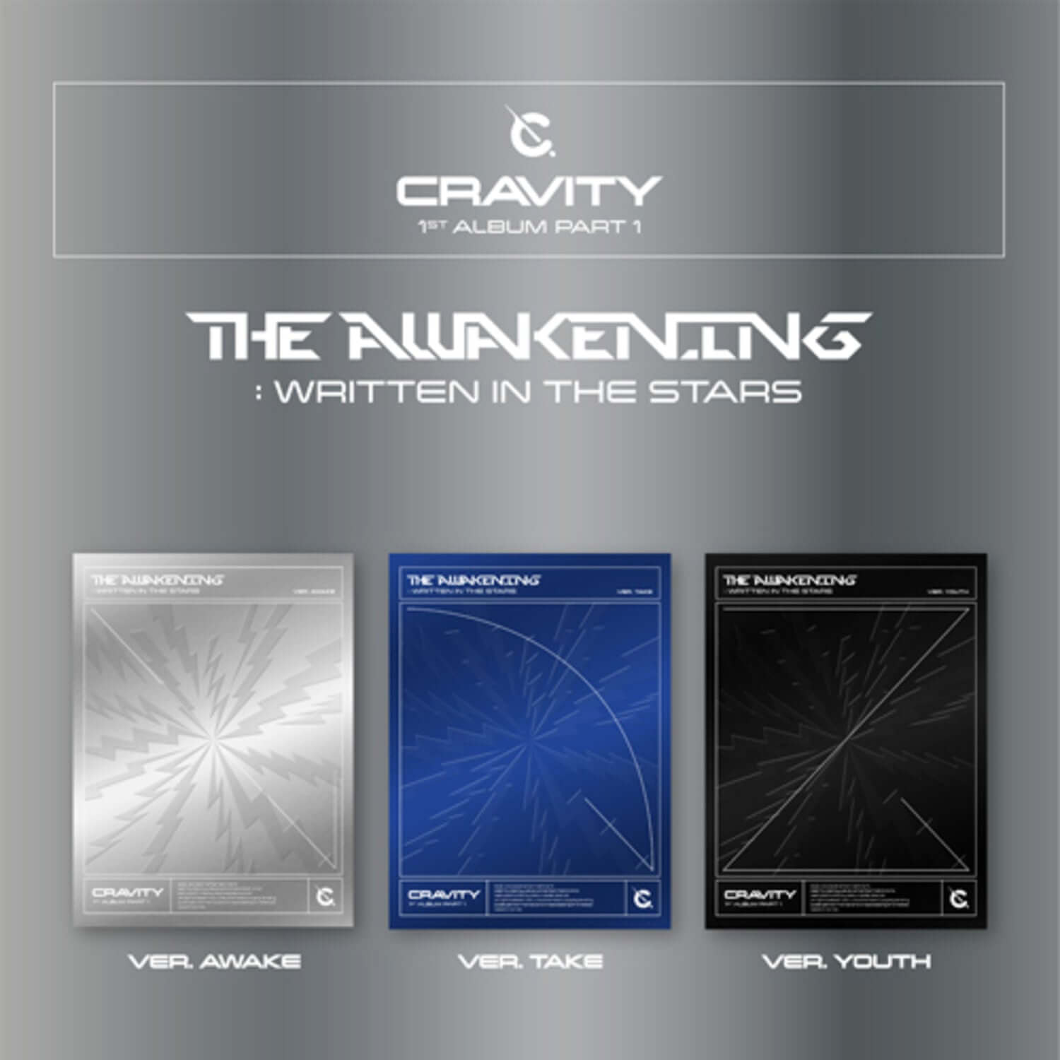 CRAVITY - 1st Album Part.1 [The Awakening :Written in the Stars] (Set Ver.) - Album Kpop : visuel pack set + 3 versions.