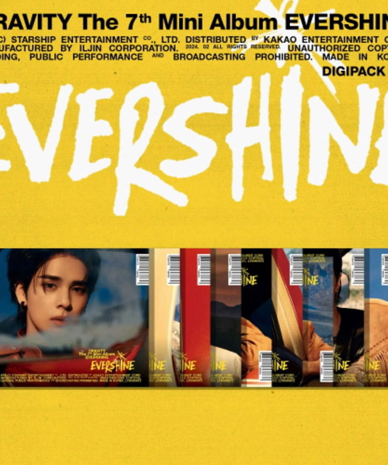 CRAVITY - 7th Album [EVERSHINE] (DIGIPACK ver.) (Random 1 of 9) - Album Kpop, visuel avec jaquette et packs