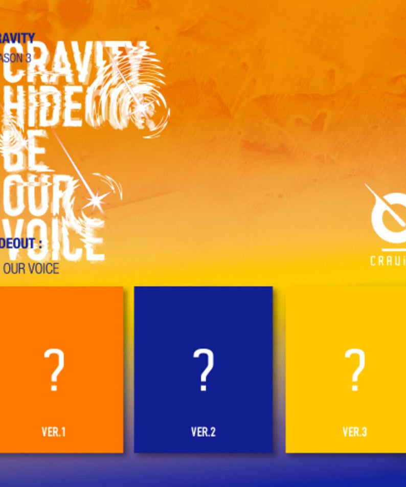 CRAVITY - CRAVITY SEASON3. [HIDEOUT: BE OUR VOICE] - Album Kpop, pochette orange avec 3 versions et logo CRAVITY