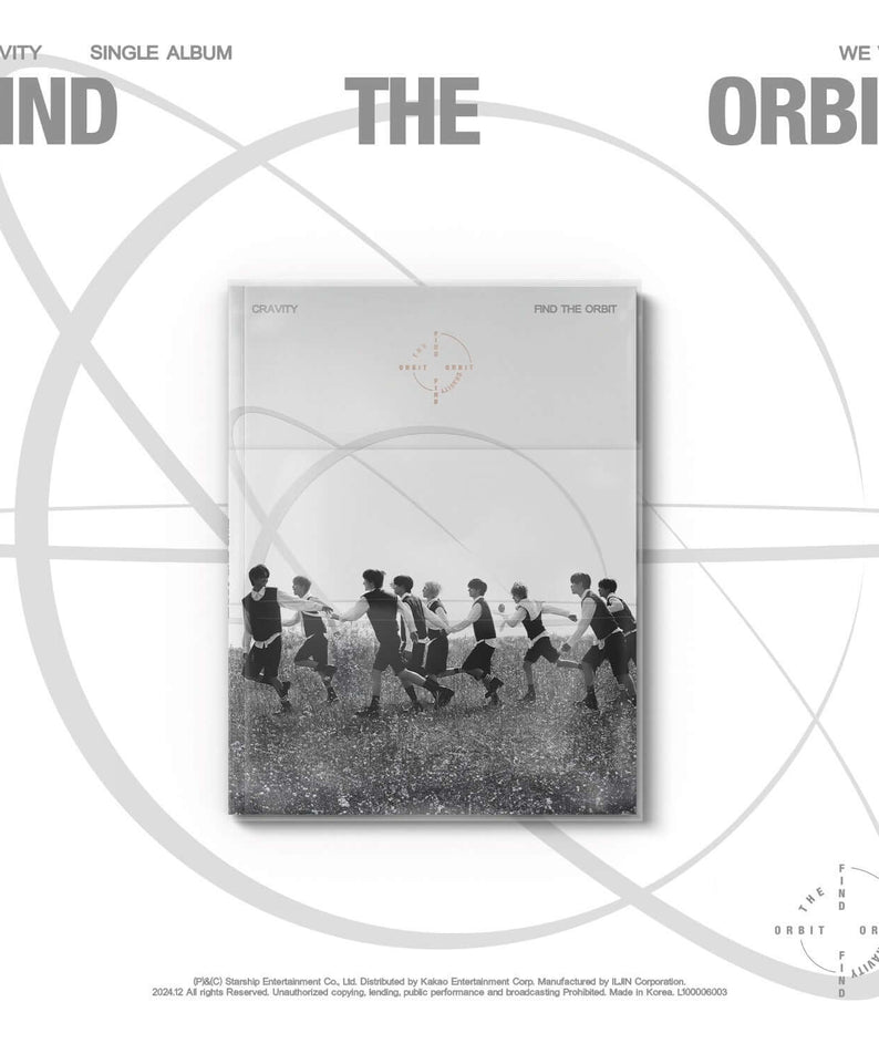 CRAVITY - CRAVITY Single Album [FIND THE ORBIT] (WE ver.) - Album Kpop, couverture minimaliste grise et cercle orbit