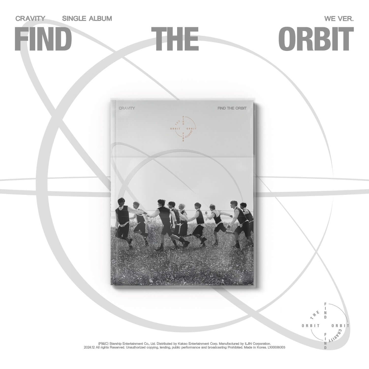 CRAVITY - CRAVITY Single Album [FIND THE ORBIT] (WE ver.) - Album Kpop, couverture minimaliste grise et cercle orbit
