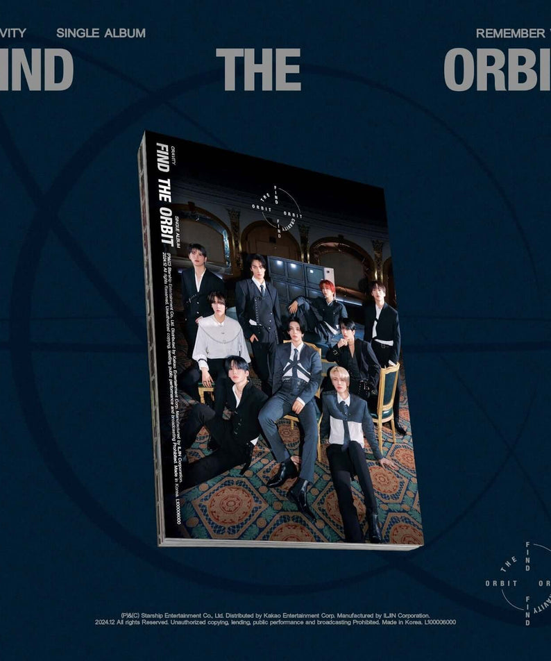 CRAVITY - CRAVITY Single Album [FIND THE ORBIT] (_REMEMBER ver.) - Album Kpop, pochette bleue avec groupe photo