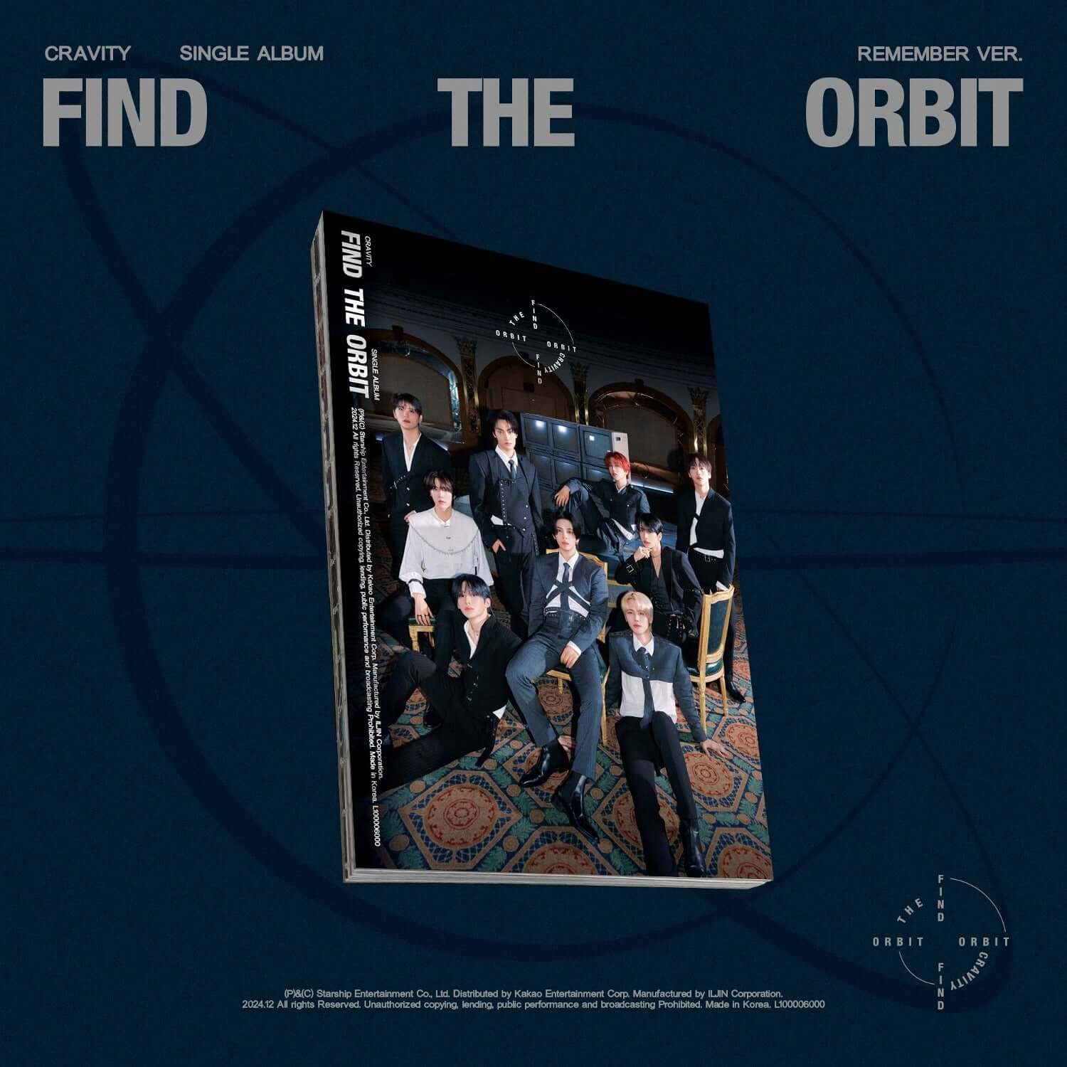 CRAVITY - CRAVITY Single Album [FIND THE ORBIT] (_REMEMBER ver.) - Album Kpop, pochette bleue avec groupe photo
