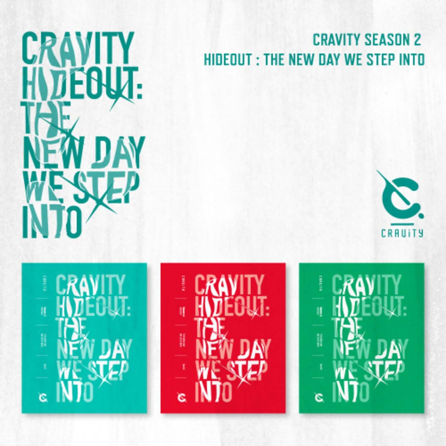 CRAVITY - SEASON2. [HIDEOUT: THE NEW DAY WE STEP INTO] Random - Album Kpop, pochette avec titres et 3 versions vert/rouge/bleu.