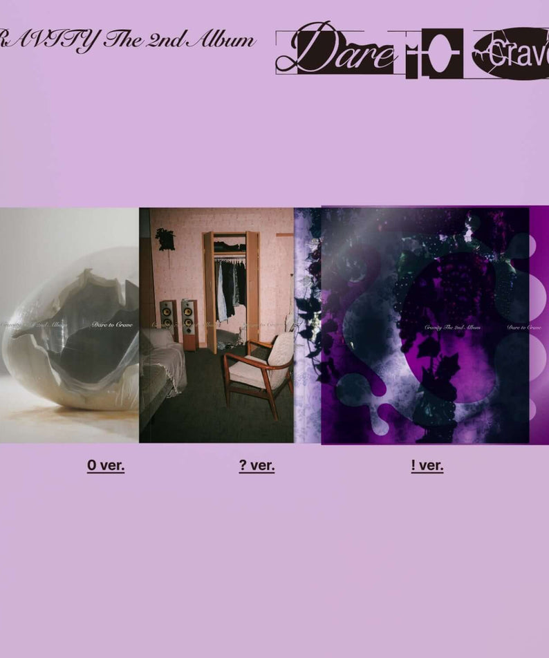 CRAVITY - The 2nd Album [Dare to Crave] (Random 1 of 3) - Album Kpop, couverture violette avec visuels Dare to Crave, packaging