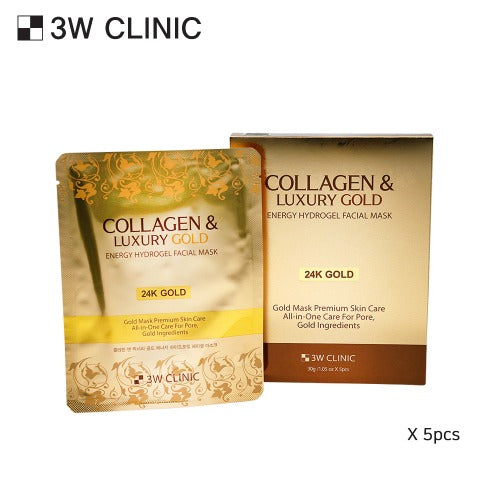 3W CLINIC Collagen Luxury Gold Energy Hydrogel Facial Mask (x5 or 1)