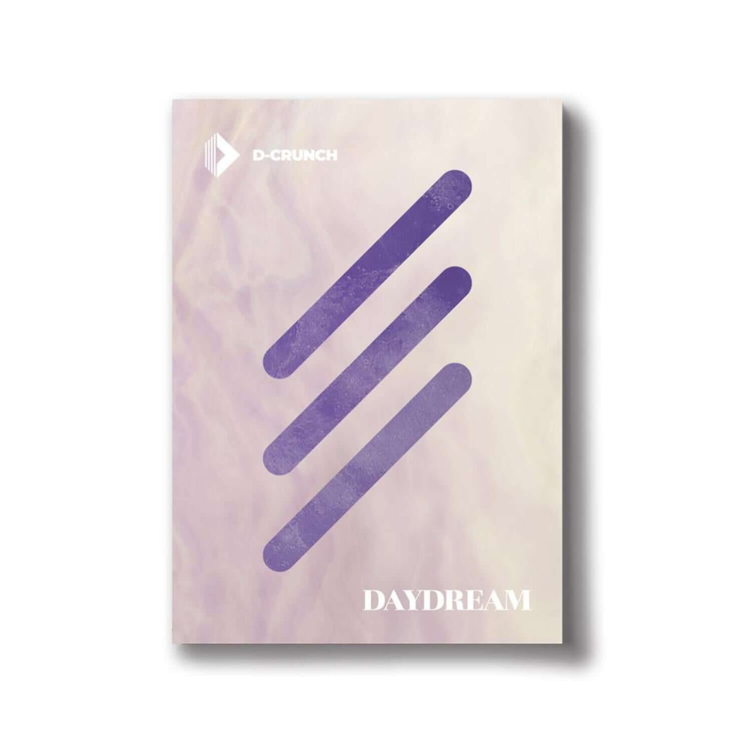 D-CRUNCH - 4th Album [DAYDREAM] - Album Kpop, pochette violette sur fond clair, style K-pop, concept créatif.