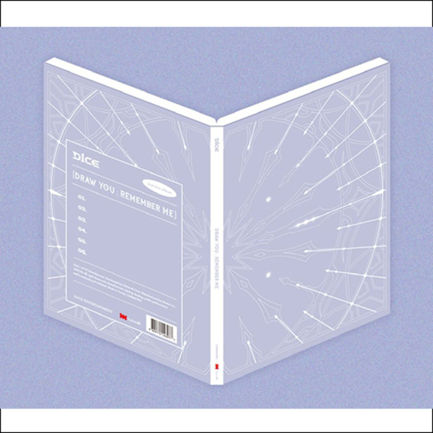 D1CE - [DRAW YOU : REMEMBER ME] - Album Kpop : jaquette recto/verso bleu D1CE avec lignes, en studio.