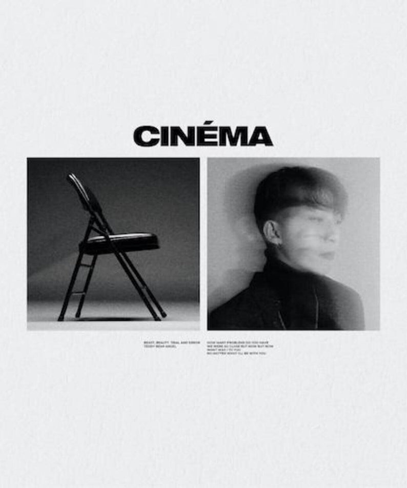 DAVII - [CINEMA] - Album Kpop : visuel cinématographique avec chaise noire et portrait sombre, ambiance mature de DAVII.