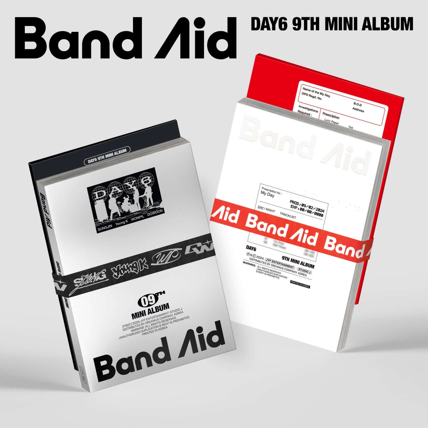 DAY6 - 9th Album [Band Aid] (Random) - Album Kpop, boîtiers Band Aid sur fond blanc (visuel produit DAY6).