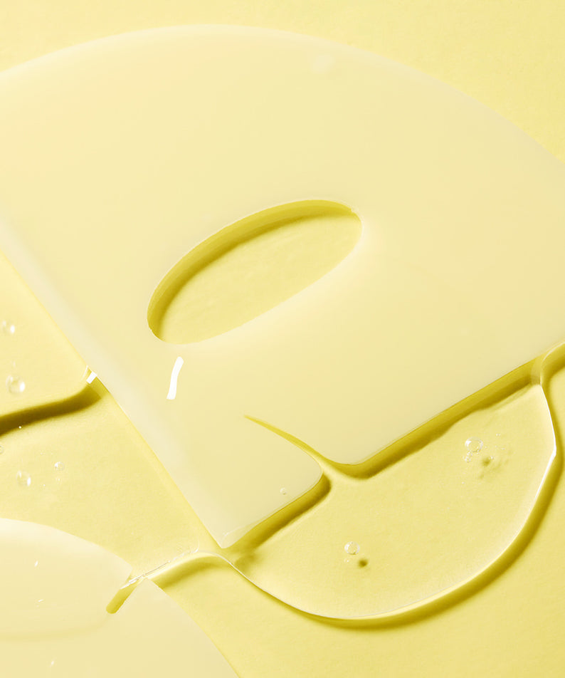 DEWYTREE AC Deep Skin Clarity Collagen Gel Mask 4 Sheets, marque DEWYTREE, masque en gel jaune sur fond lumineux
