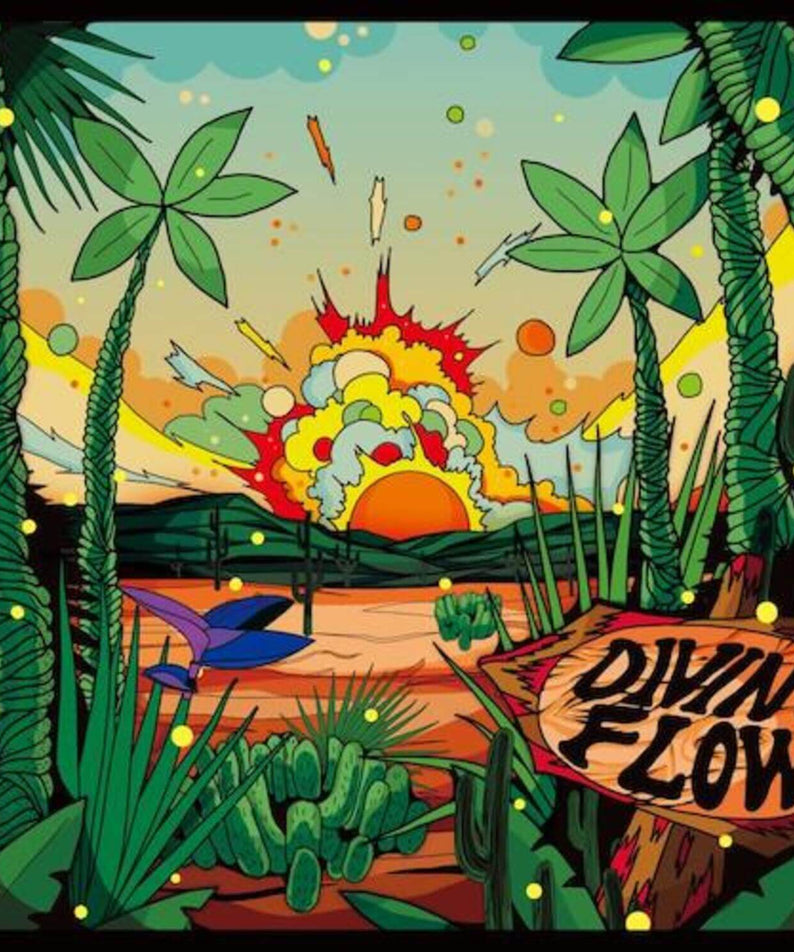 DIVING FLOW - 1ST EP [JUST LIKE A LION] - Album Kpop Diving Flow, artwork plongeon explosif, jungle, énergie