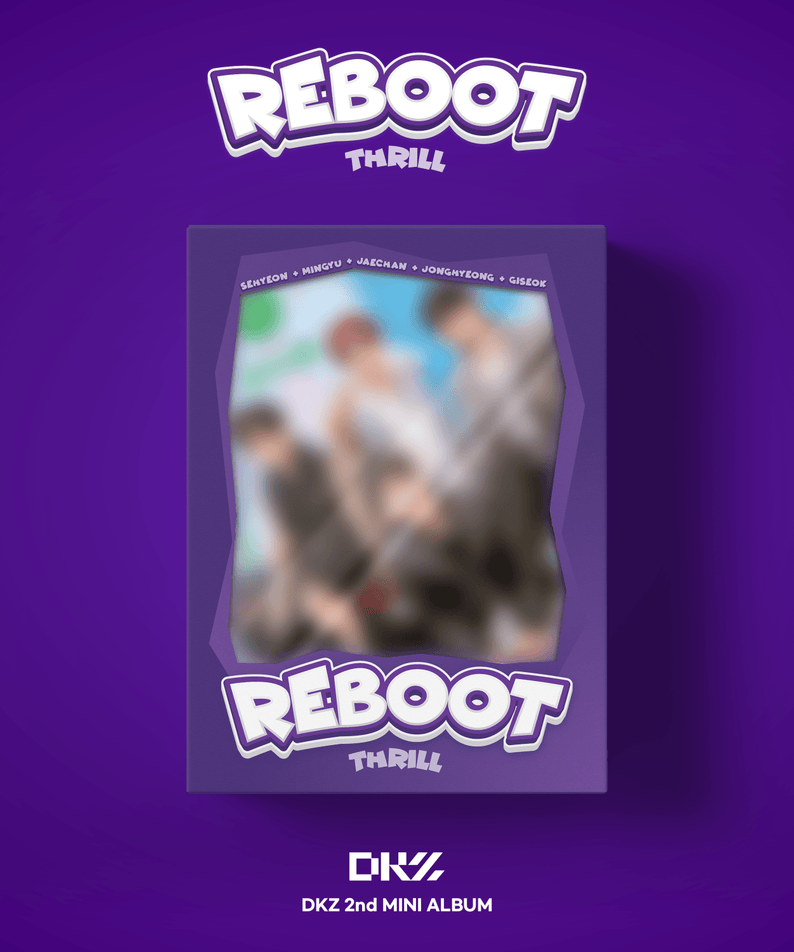 DK - 2nd Mini Album [REBOOT] (THRILL ver.) - Album Kpop, pack photo sur fond violet, visuel Reboot DK