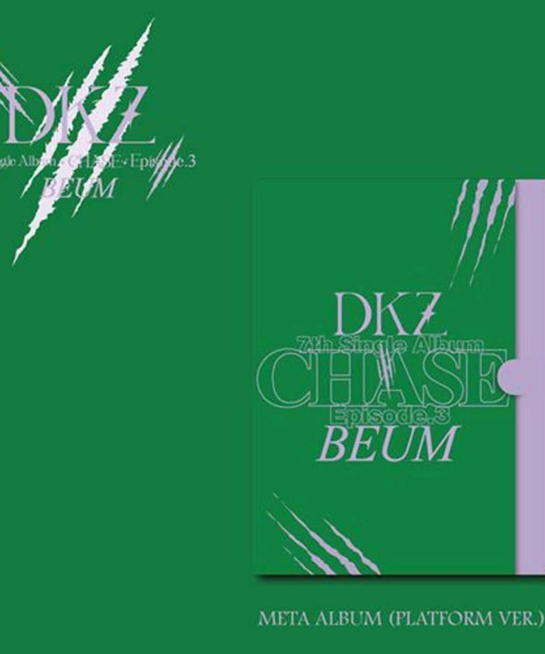 DK - 7th [CHASE EPISODE 3. BEUM] (Platform ver.) - Album Kpop : couverture verte DKZ Chase Beum, style fan concept.