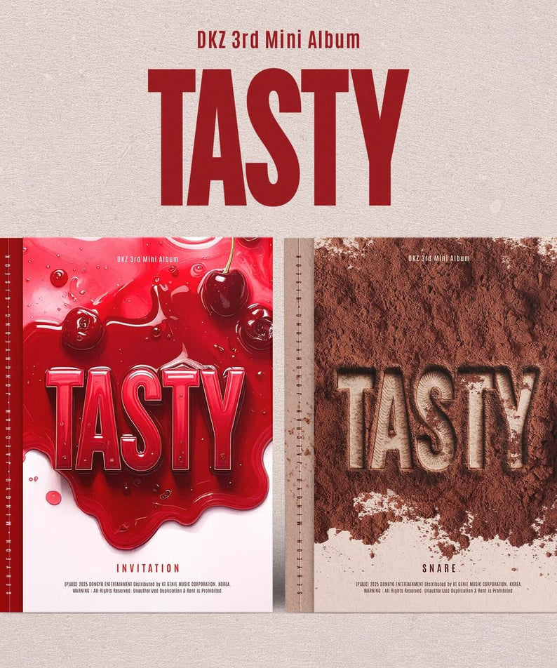 DKZ - 3rd Mini Album [TASTY] (2 SET) - Album Kpop, visuel cover rouge et brun, 2 versions sur fond beige