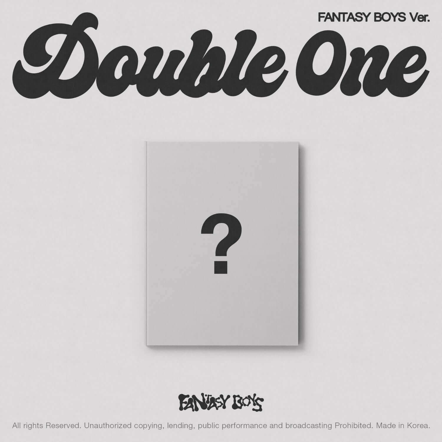 DOUBLE 0NE - 1st Album [Xpert] (FANTASY BOYS ver.) - Album Kpop, couverture blanche avec “Double One” et pochette “?”