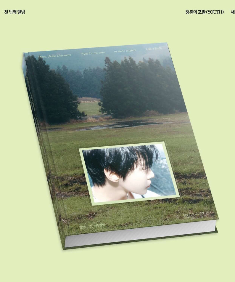 DOYOUNG - [ (YOUTH)] ( Ver.) - Album Kpop, couverture verte avec paysage et portrait, style mature audacieux