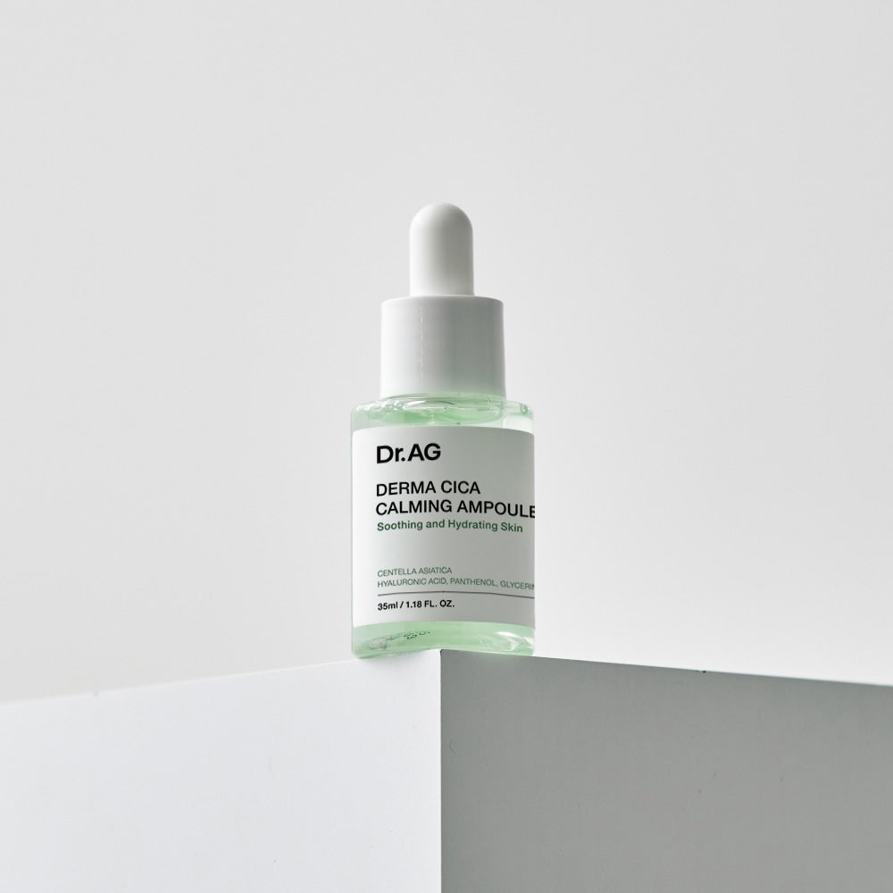 DR.AG Derma Cica Calming Ampoule 30ml de Dr.AG sur fond blanc, flacon avec label vert apaisant