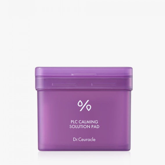 DR.CEURACLE PLC Calming Solution Pad 130 pads, pot violet apaisant sur fond blanc, logo Dr.Ceuracle visible.