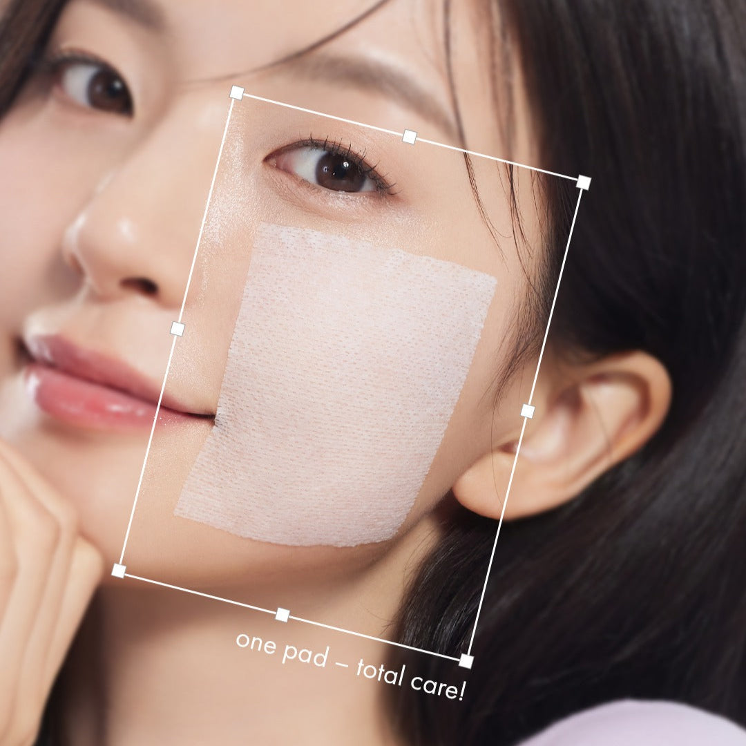 DR.CEURACLE PLC Calming Solution Pad 130 pads : patch apaisant sur le visage, marque Dr.Ceuracle, peau en gros plan
