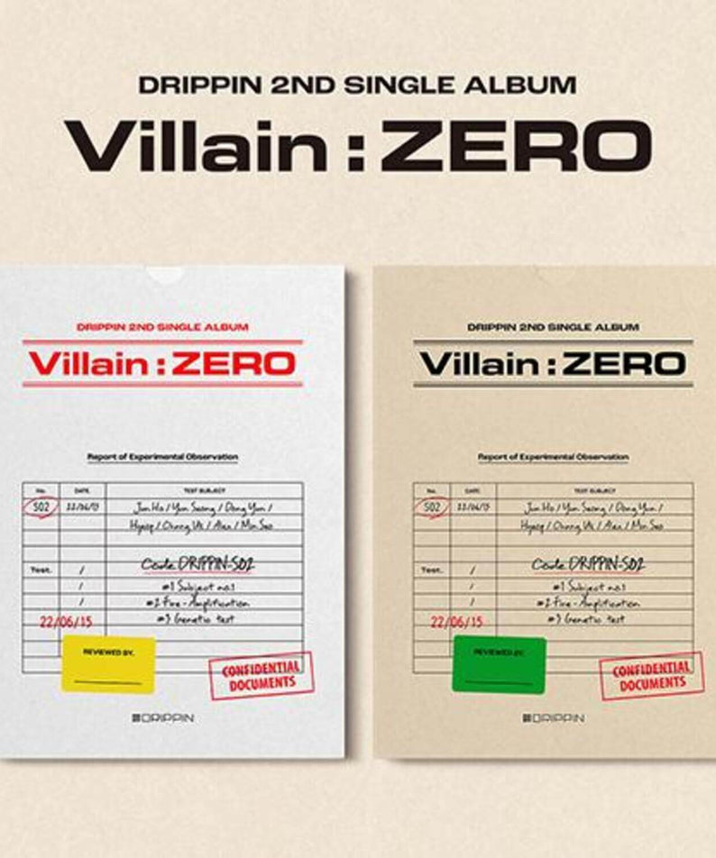 DRIPPIN - 2nd Album [Villain : ZERO] (SET ver.) - Album Kpop, visuel pack double cartes sur fond clair.