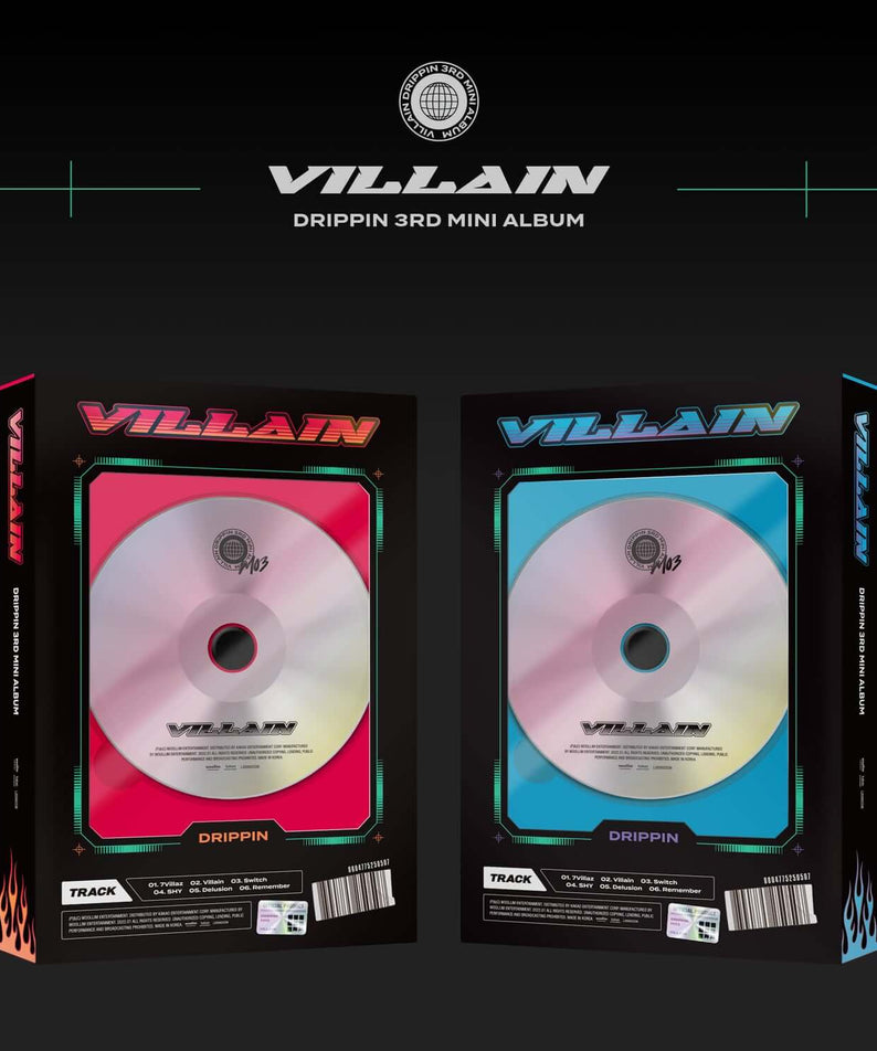 DRIPPIN - 3rd Album [Villain] (SET) - Album Kpop : coffret mini albums, visuel double version sur fond sombre, pack marque DRIPPIN