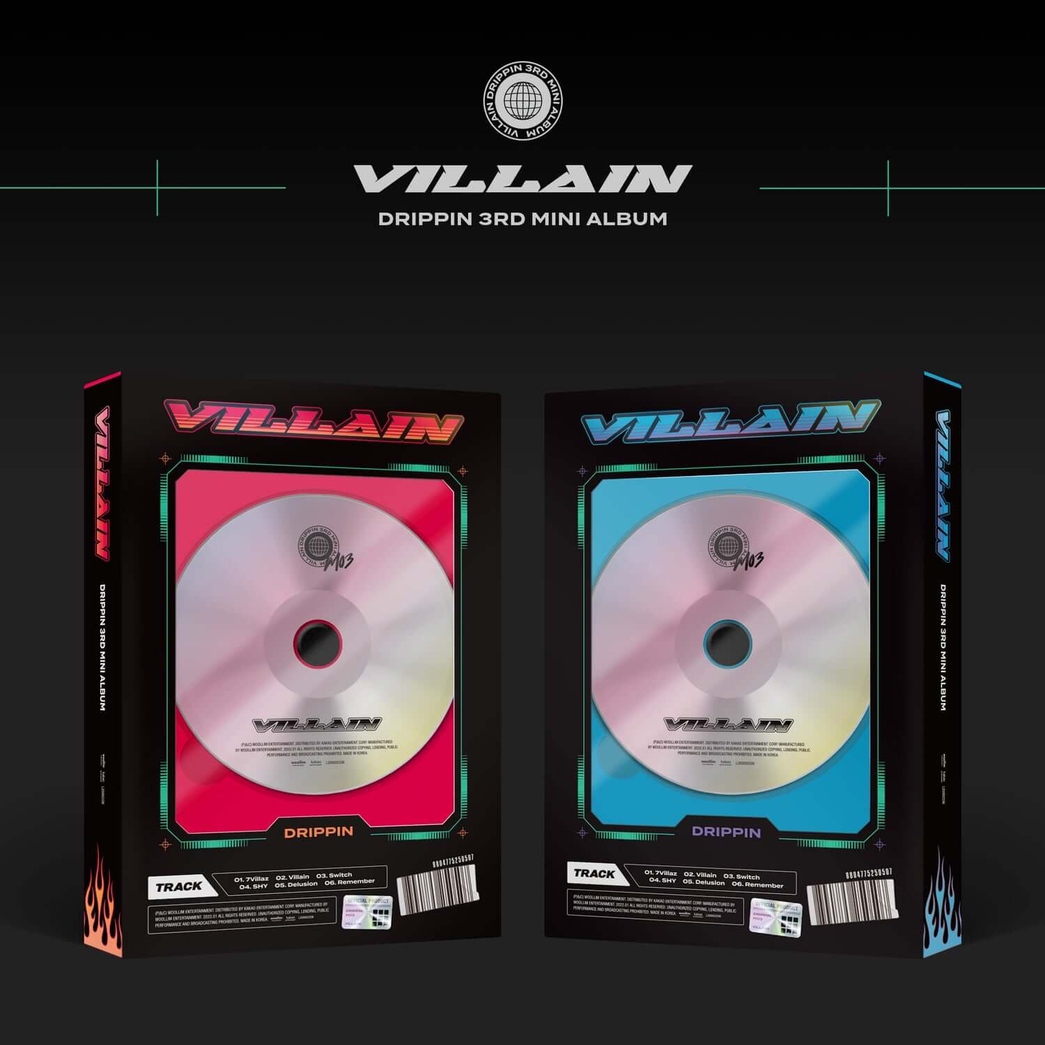 DRIPPIN - 3rd Album [Villain] (SET) - Album Kpop : coffret mini albums, visuel double version sur fond sombre, pack marque DRIPPIN