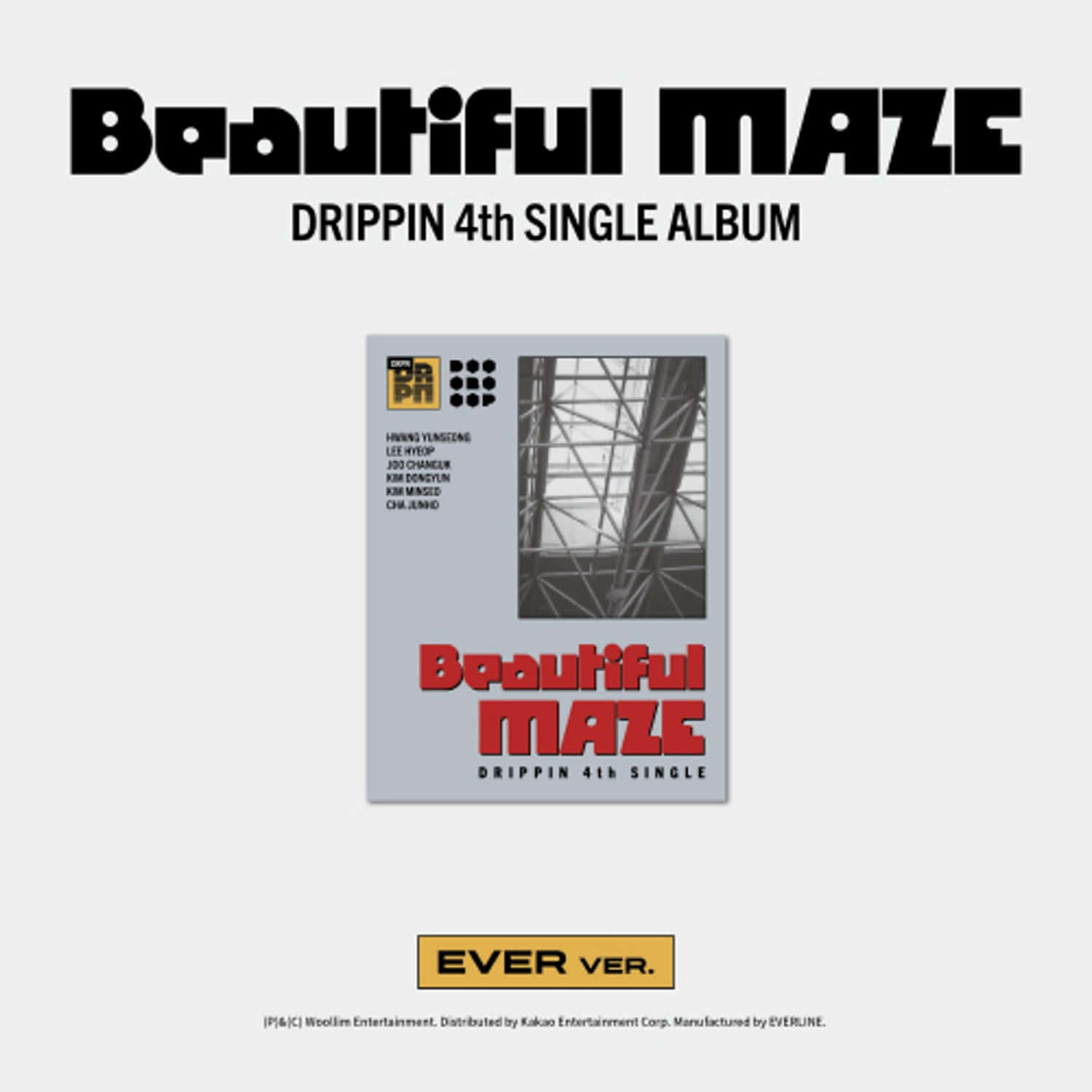 DRIPPIN - 4th Album [Beautiful MAZE] EVER Ver. - Album Kpop : couverture “Beautiful maze” sur fond clair, design moderne.