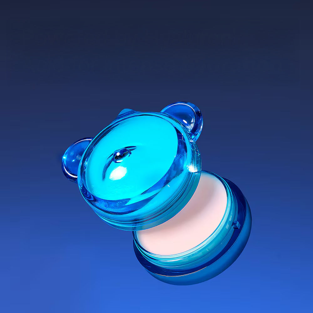 DR.JART+ Vital Hydra Solution™ Hydrating Lip Mask, pot bleu sur fond bleu, marque visible, soin hydratant lèvres