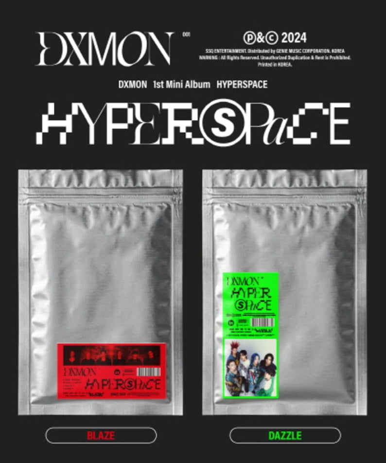 DXMON - [HYPERSPACE] (BLAZE VER. / DAZZLE VER.) (Set of 2) - Album Kpop : duo pochettes argentées sur fond noir