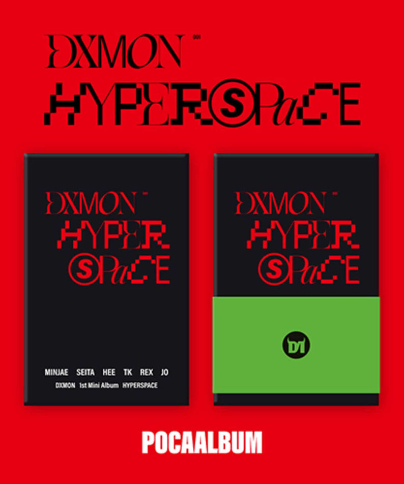 DXMON - [HYPERSPACE] POCAALBUM - Album Kpop, couverture rouge avec visuels noir/vert, double boîtier.