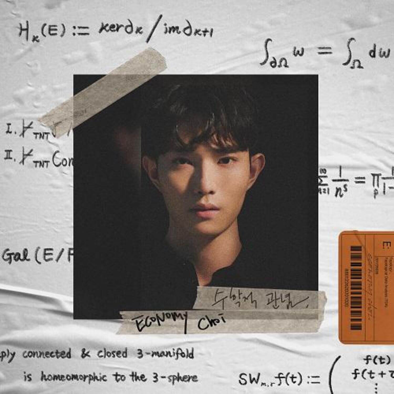 ECONOMY CHOI - Album Kpop : couverture avec photo du chanteur sur fond papier, style concept, fan pack de la marque ECONOMY CHOI