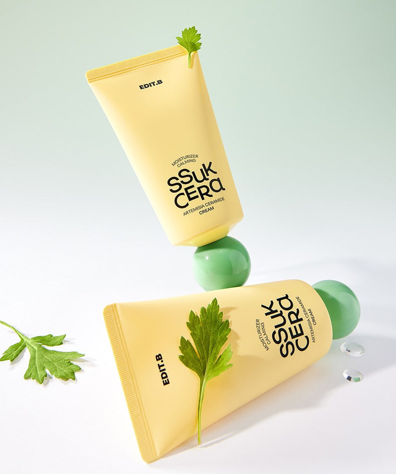 Crème EDIT.B Moisturizing Soothing Mugwort Ceramide 100ml avec feuilles de camomille et perles.