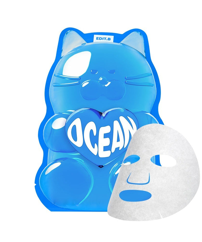 EDIT.B Waterfull Gumi Mask Ocean de la marque EDIT.B, masque gélifié effet eau océan bleu sur visuel produit
