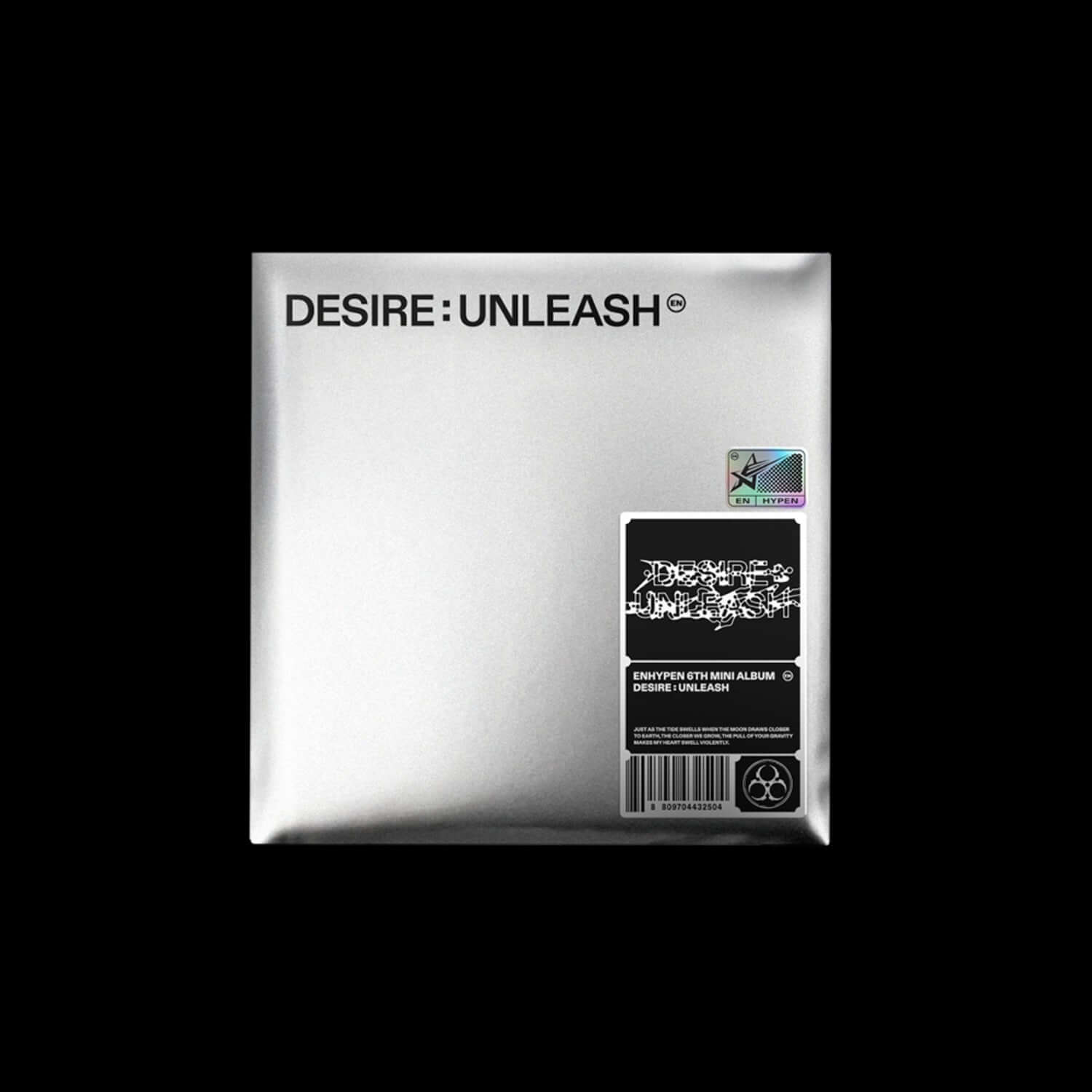 ENHYPEN - 6th Album [DESIRE : UNLEASH] (ENGENE ver.) - Album Kpop, jaquette blanche « DESIRE : UNLEASH », arrière-plan sombre