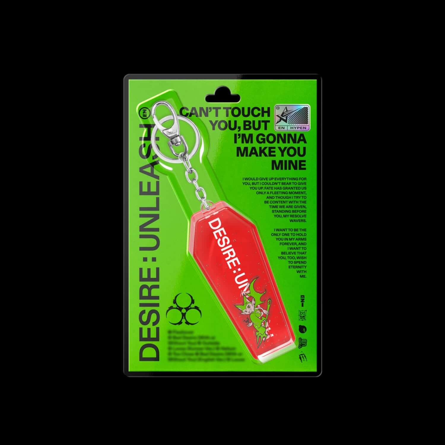 ENHYPEN - 6th Album [DESIRE : UNLEASH] (KEYRING Ver.) - Album Kpop, porte-clés en blister vert, design Desire Unleash