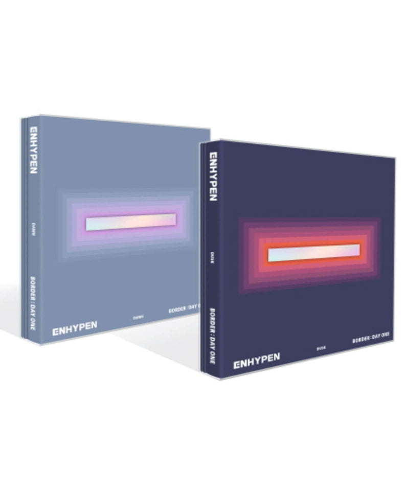ENHYPEN - [BORDER : DAY ONE] (DUSK , DAWN Ver.) Random - Album Kpop, boîtiers couleur néon sur fond blanc.