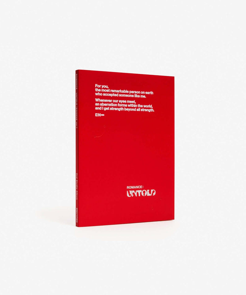 ENHYPEN - ROMANCE : UNTOLD (ENGENE ver.) (Random) - Album Kpop, couverture rouge, style pop, présenté sur fond blanc.