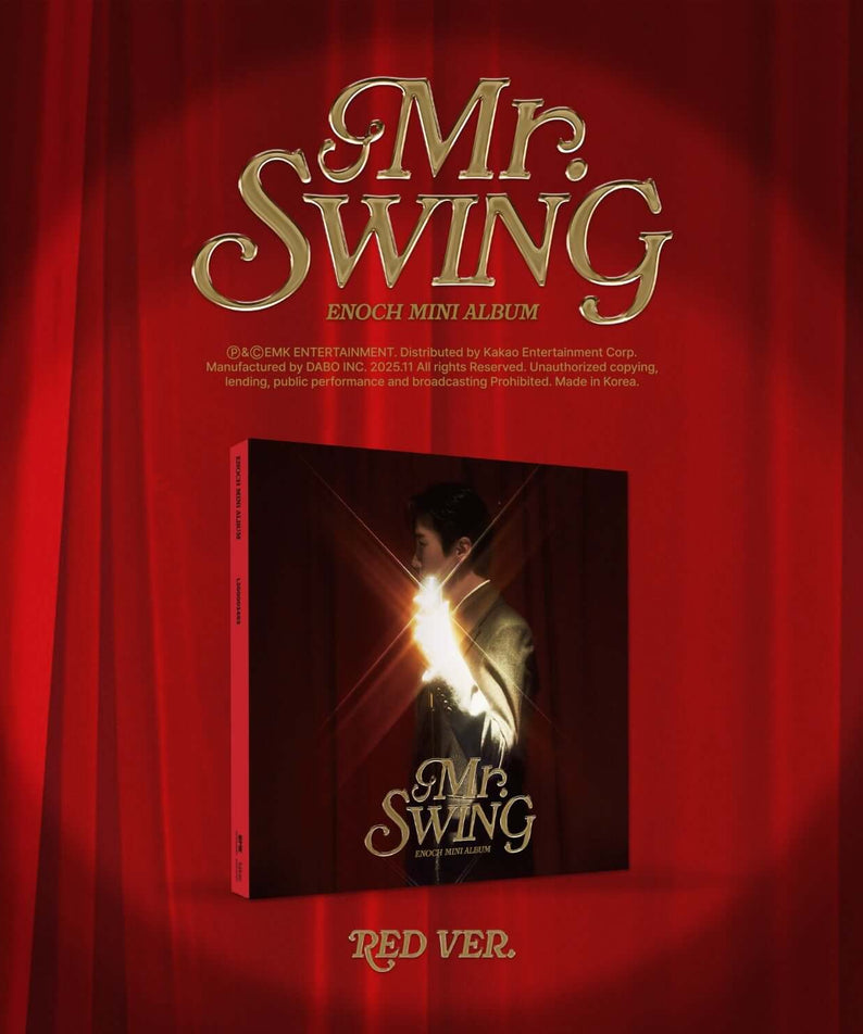 ENOCH - [Mr. SWING] (RED VER.) - Album Kpop, coffret rouge avec rideaux et visuel du chanteur, mini album ENOCH