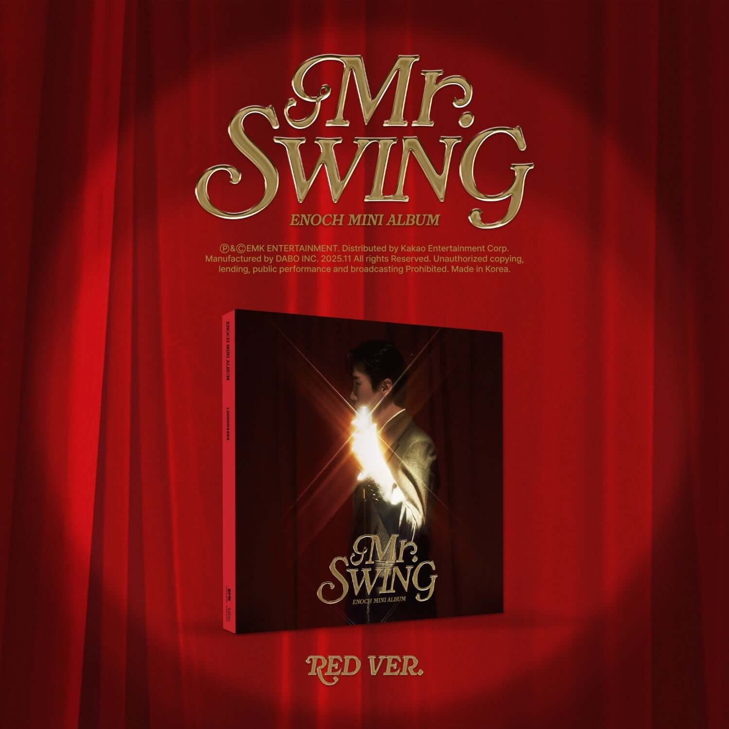 ENOCH - [Mr. SWING] (RED VER.) - Album Kpop, coffret rouge avec rideaux et visuel du chanteur, mini album ENOCH