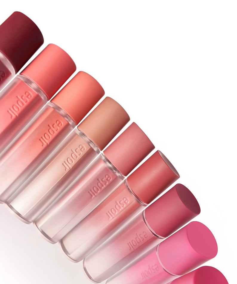 Collection élégante de ESPOIR Couture Lip Tint Fitting Blur en dégradé de couleurs vives. Gamme de teintes de luxe pour une beauté audacieuse.