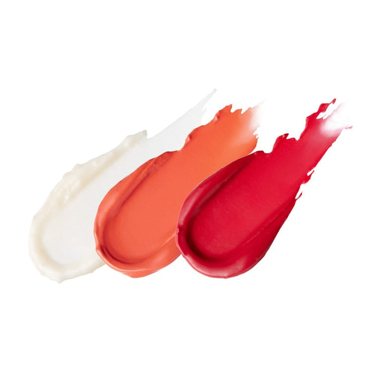 ESSENHERB  Jojoba Essentail Lip Balm 4g, baume aux lèvres, texture jojoba rouge et crème sur fond blanc