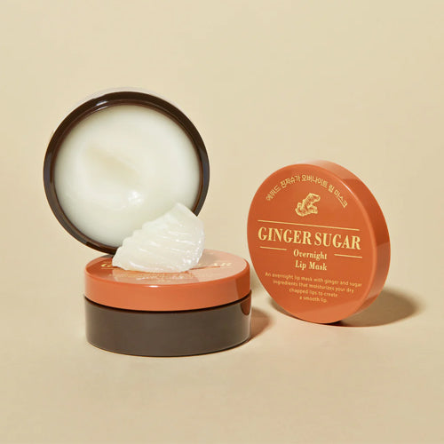 ETUDE Ginger Sugar Lip Care 2-piece Set de la marque ETUDE, pots et baume au gingembre sur fond beige