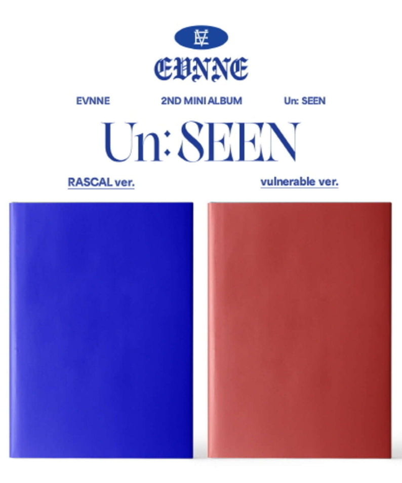 EVNNE - 2nd Album [Un: SEEN] (RASCAL Ver. / vulnerable ver.) (Set of 2) - Album Kpop : couvertures bleue et rouge