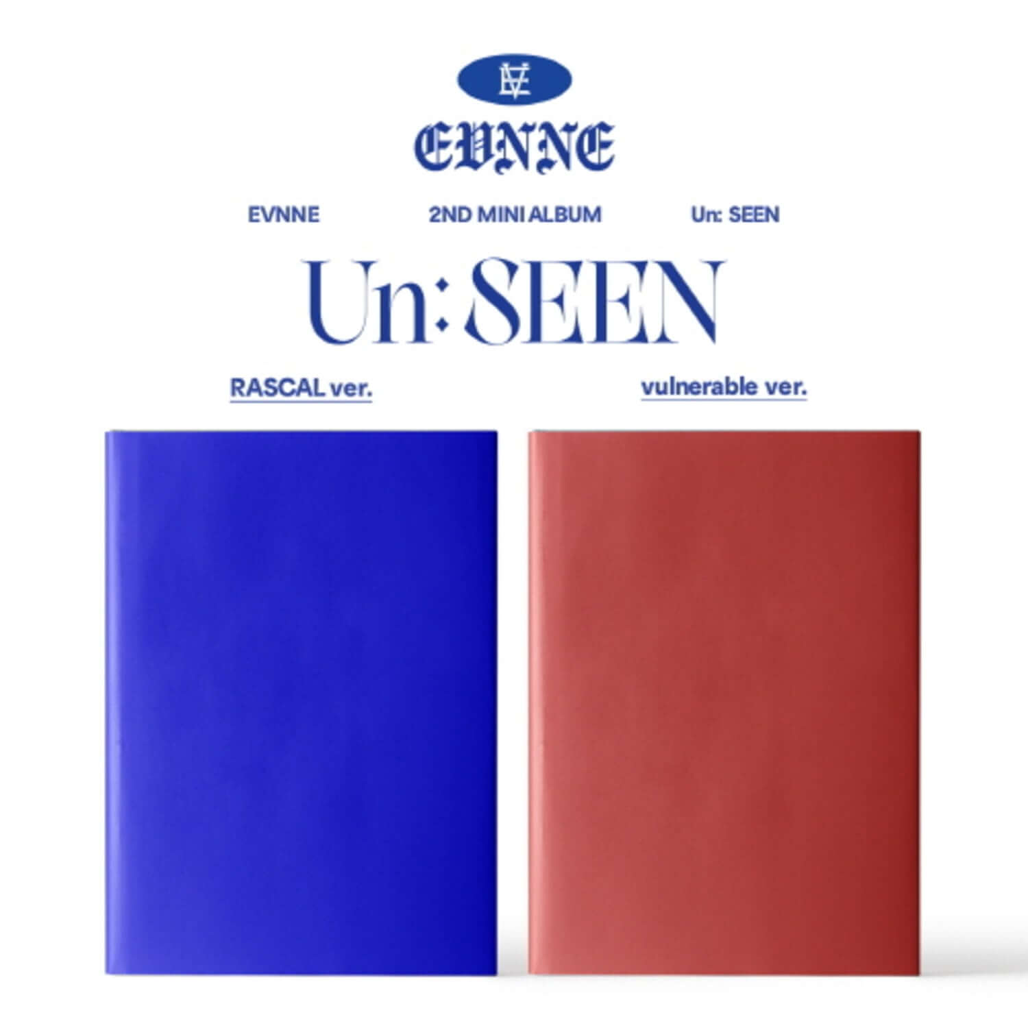 EVNNE - 2nd Album [Un: SEEN] (RASCAL Ver. / vulnerable ver.) (Set of 2) - Album Kpop : couvertures bleue et rouge