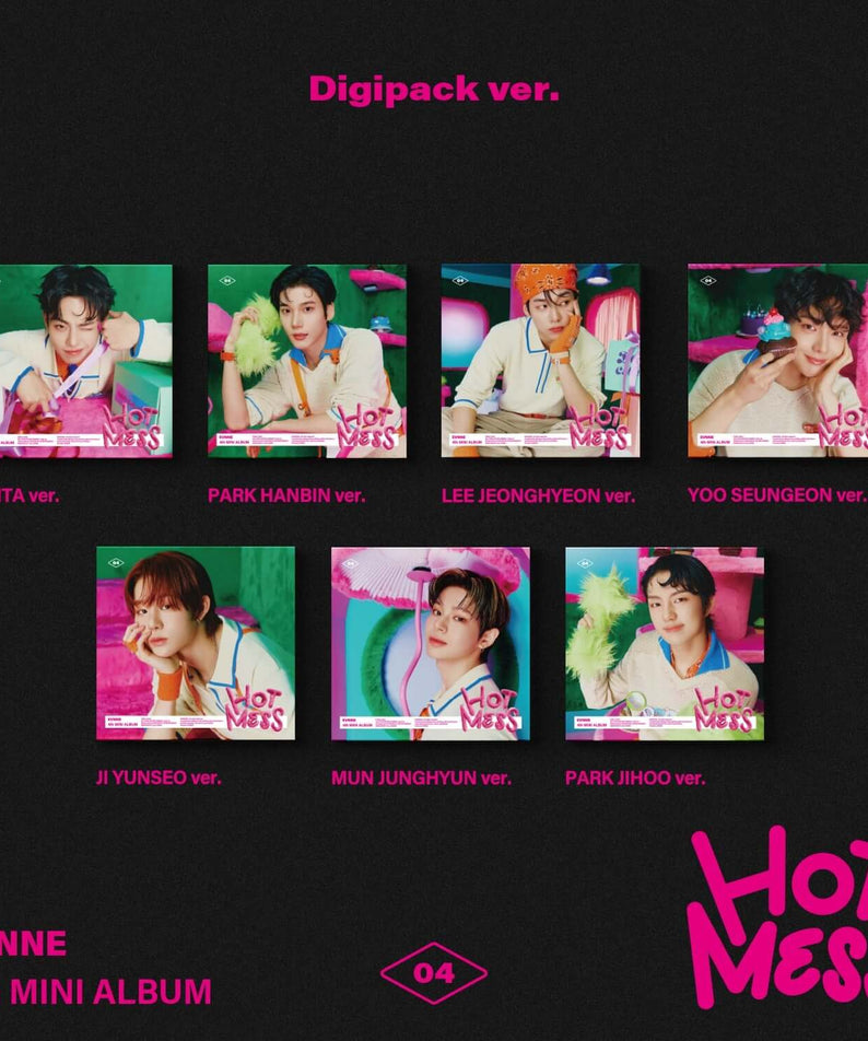 EVNNE - [HOT MESS] (Digipack Ver.)(Random 1 of 7) - Album Kpop, digipack sur fond noir avec visuels et membres.