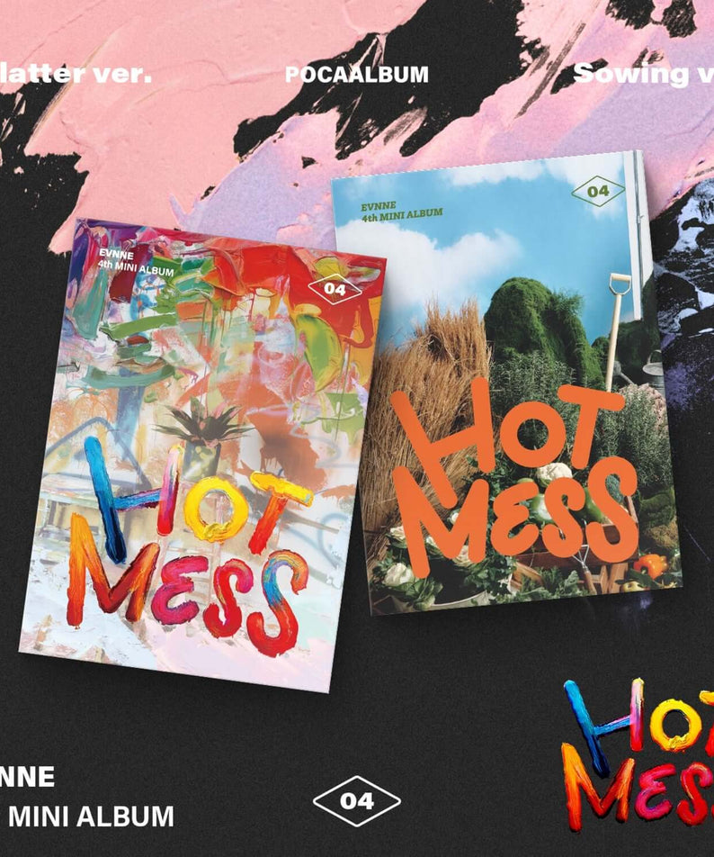 EVNNE - [HOT MESS] (POCA Ver.)(Random 1 of 2) - Album Kpop, mini albums sur fond rose/noir, visuel “Hot Mess”.