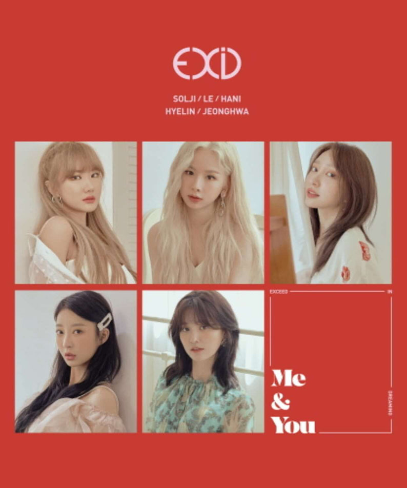 EXID - 5th Album [WE] - Album Kpop : couverture rouge avec photos des membres EXID, style concept K-pop.