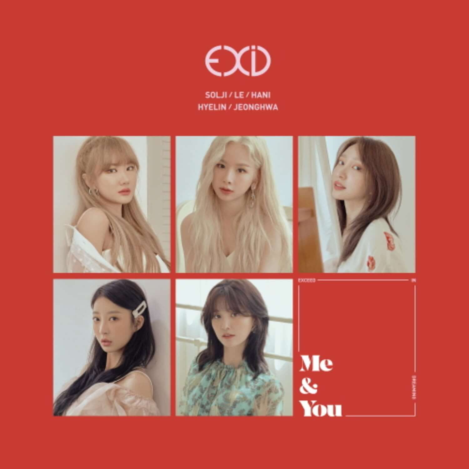 EXID - 5th Album [WE] - Album Kpop : couverture rouge avec photos des membres EXID, style concept K-pop.