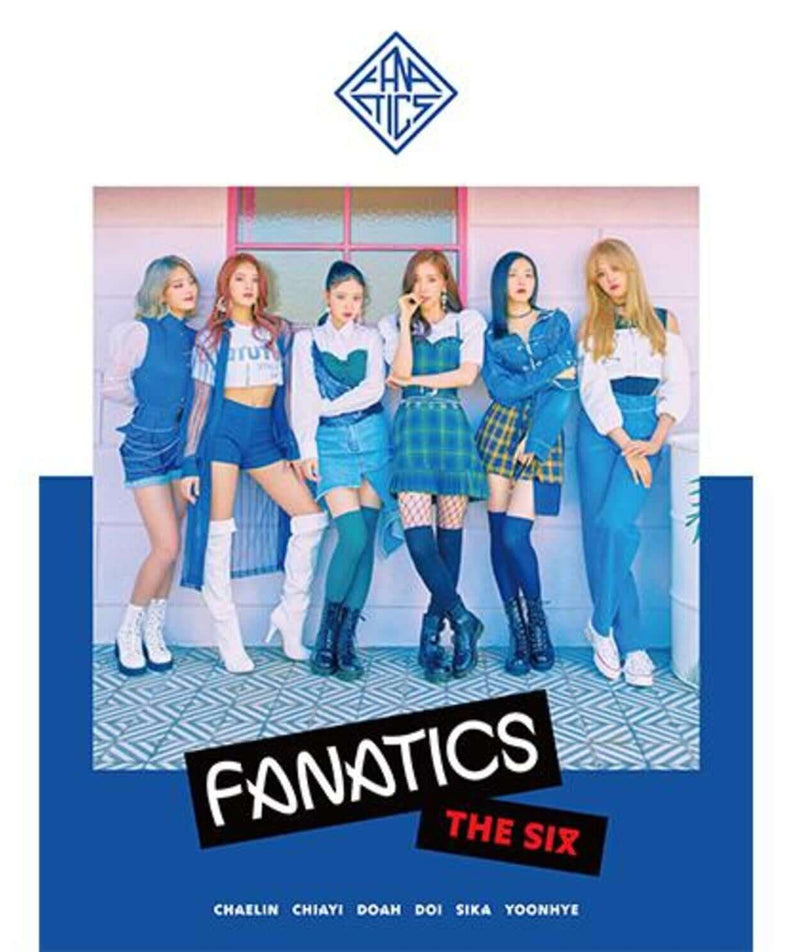 FANATICS - 1st Album [THE SIX] - Album Kpop : pochette avec FANATICS en tenue bleue, logo ANATRZ, groupe K-pop